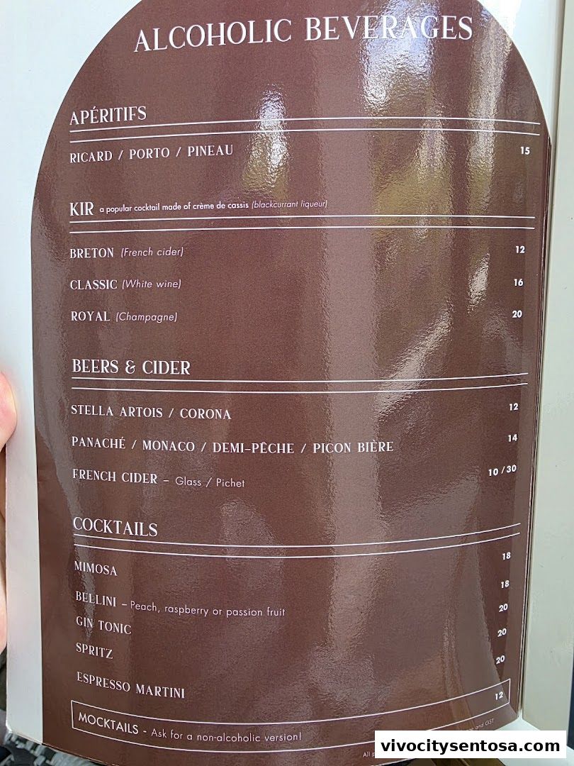 Menu page for Le Faubourg