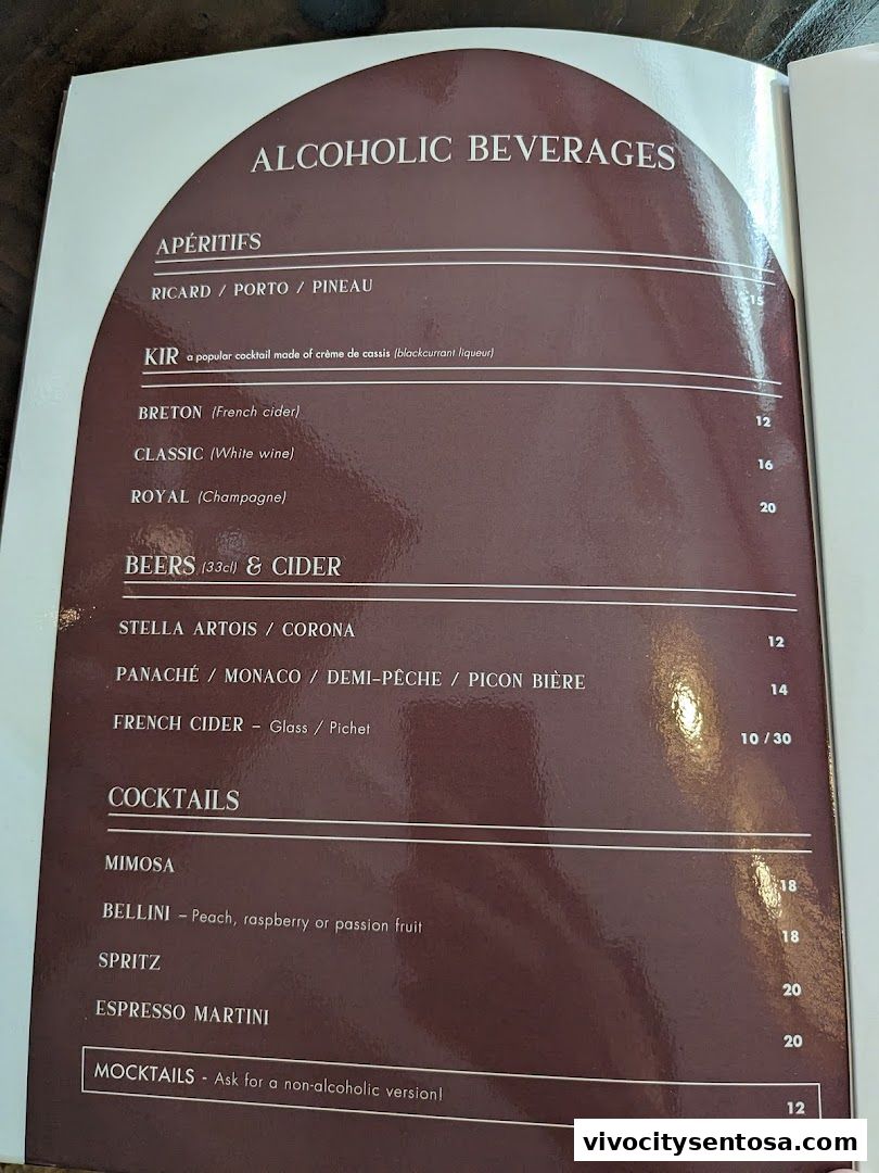 Menu page for Le Faubourg