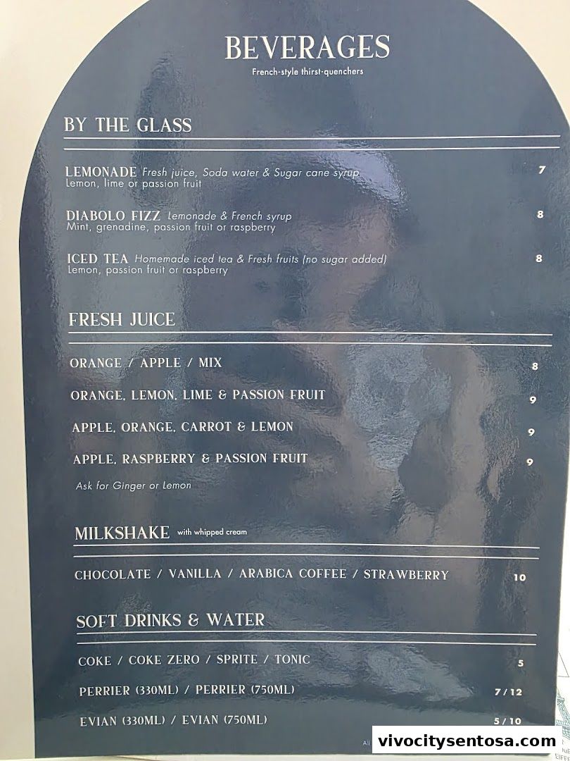 Menu page for Le Faubourg