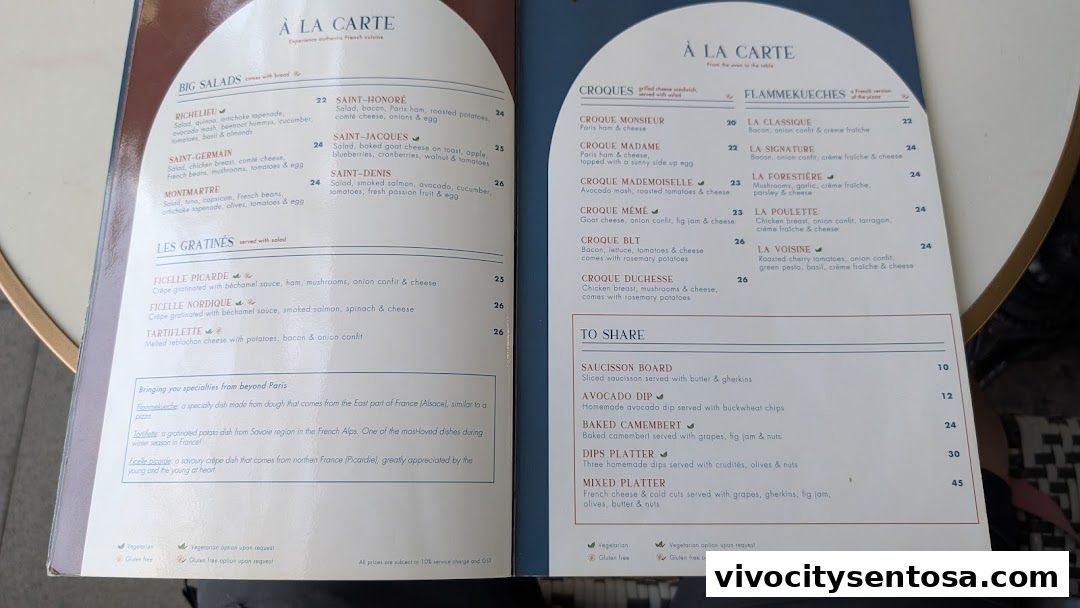 Menu page for Le Faubourg