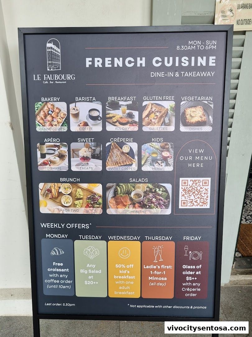 Menu page for Le Faubourg