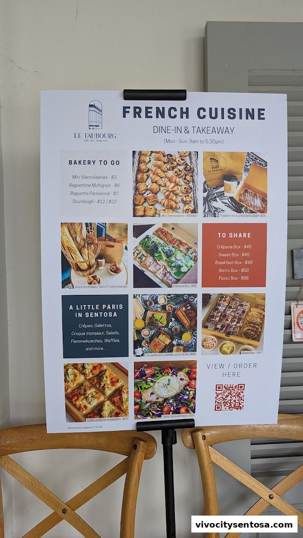Menu page for Le Faubourg