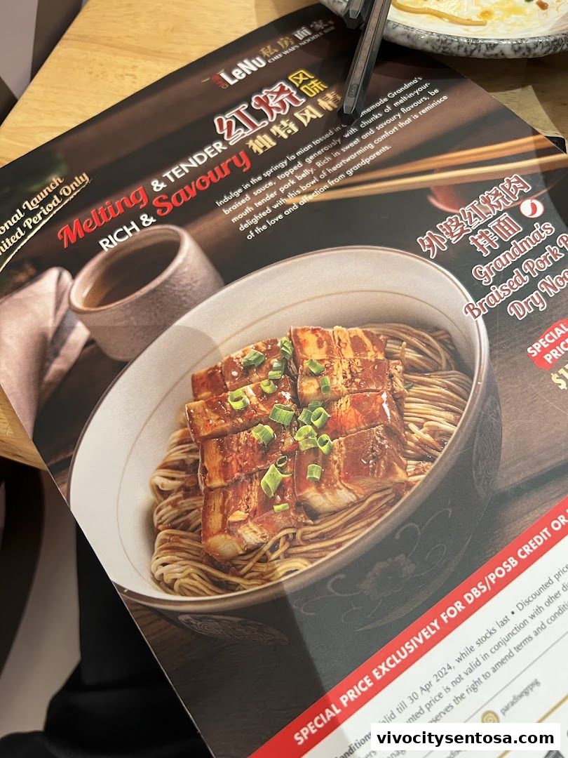 Menu page for LeNu Chef Wais Noodle Bar at VivoCity