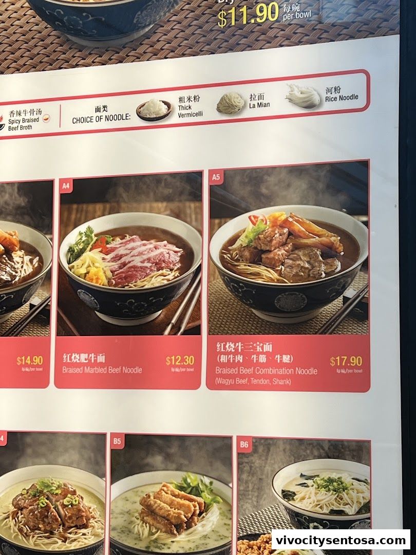 Menu page for LeNu Chef Wais Noodle Bar at VivoCity