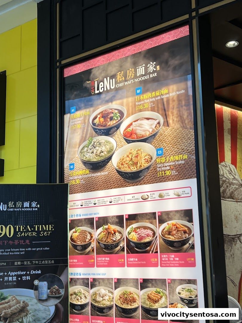 Menu page for LeNu Chef Wais Noodle Bar at VivoCity