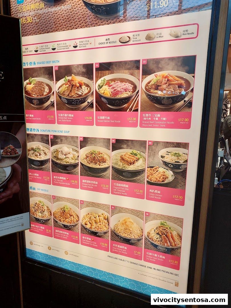 Menu page for LeNu Chef Wais Noodle Bar at VivoCity