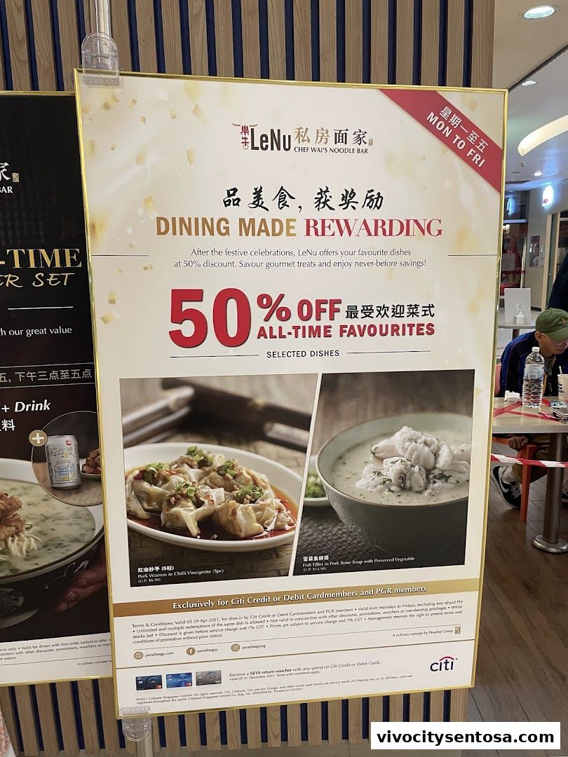 Menu page for LeNu Chef Wais Noodle Bar at VivoCity