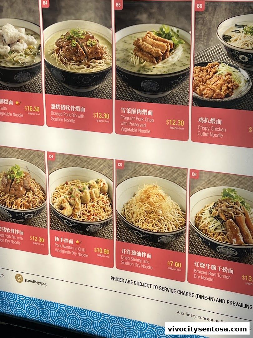 Menu page for LeNu Chef Wais Noodle Bar at VivoCity