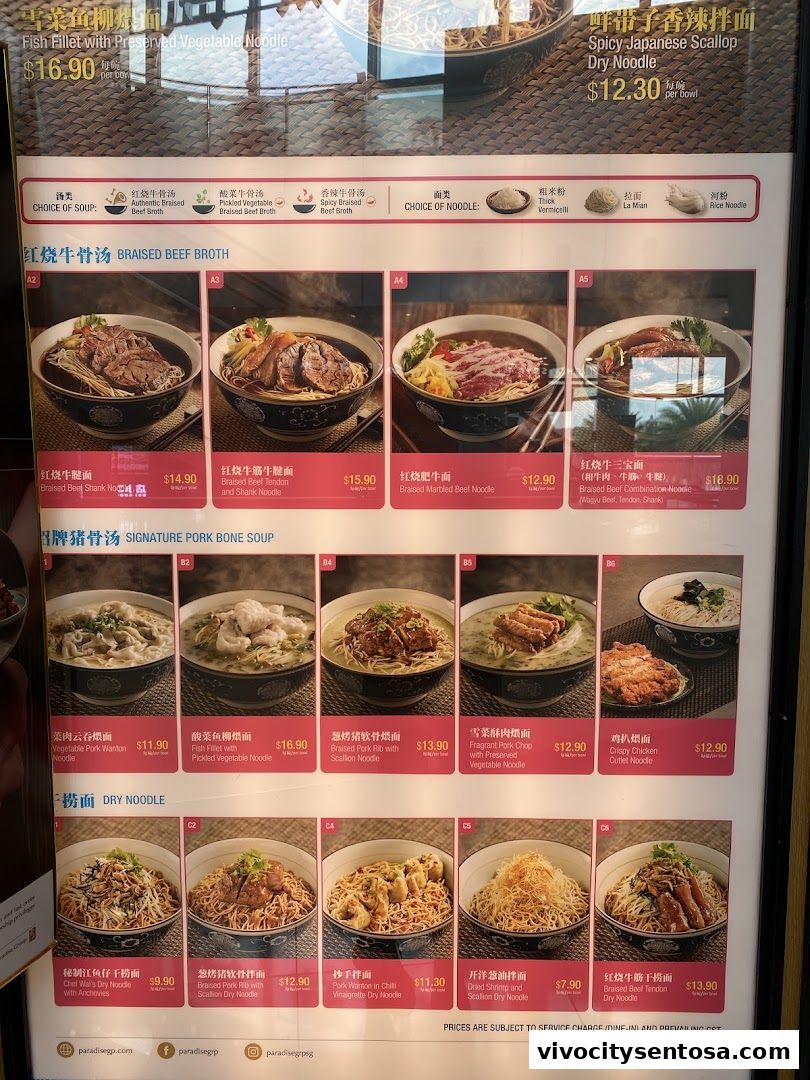 Menu page for LeNu Chef Wais Noodle Bar at VivoCity