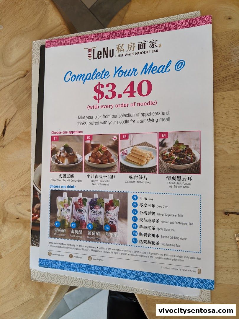 LeNu Chef Wais Noodle Bar at VivoCity