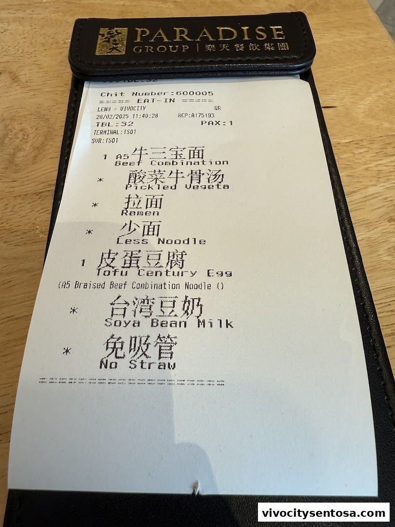 Menu page for LeNu Chef Wais Noodle Bar at VivoCity