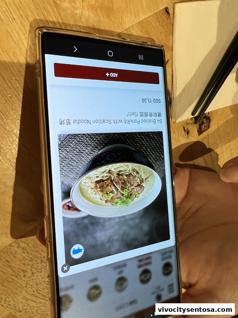 Menu page for LeNu Chef Wais Noodle Bar at VivoCity