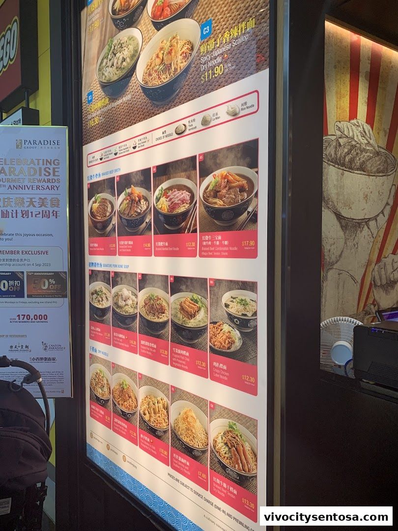 Menu page for LeNu Chef Wais Noodle Bar at VivoCity