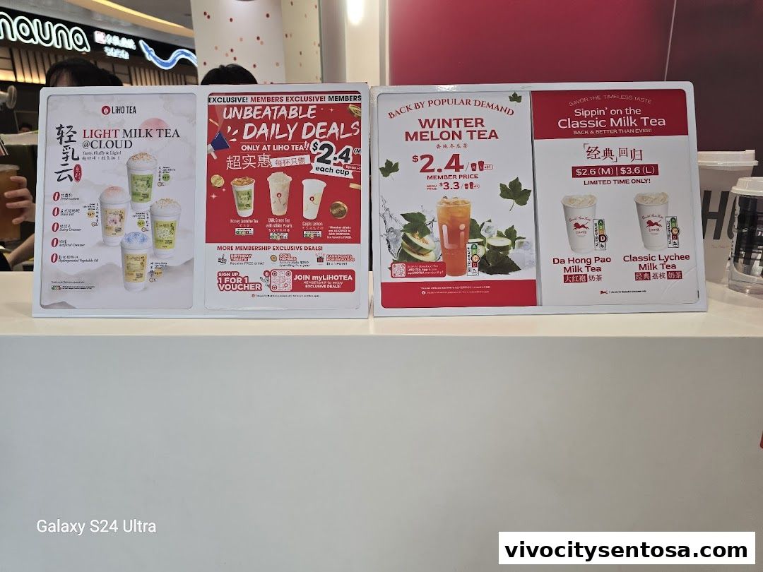 Menu page for LiHO TEA  Vivocity
