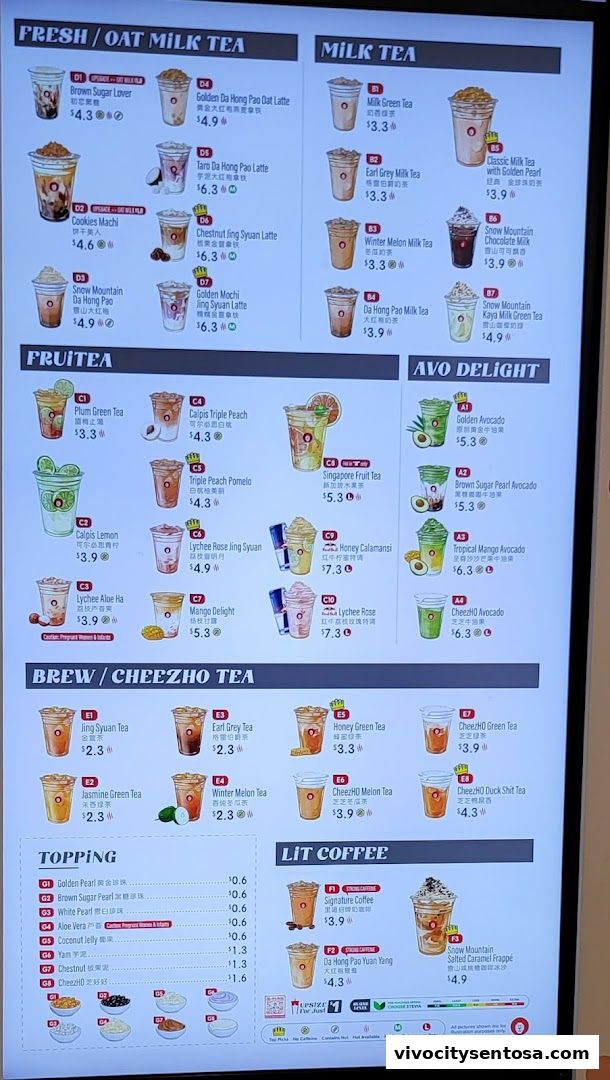 Menu page for LiHO TEA  Vivocity