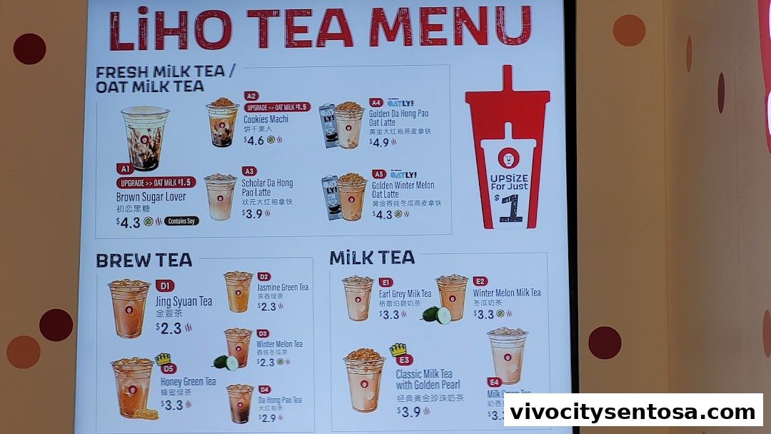 Menu page for LiHO TEA  Vivocity