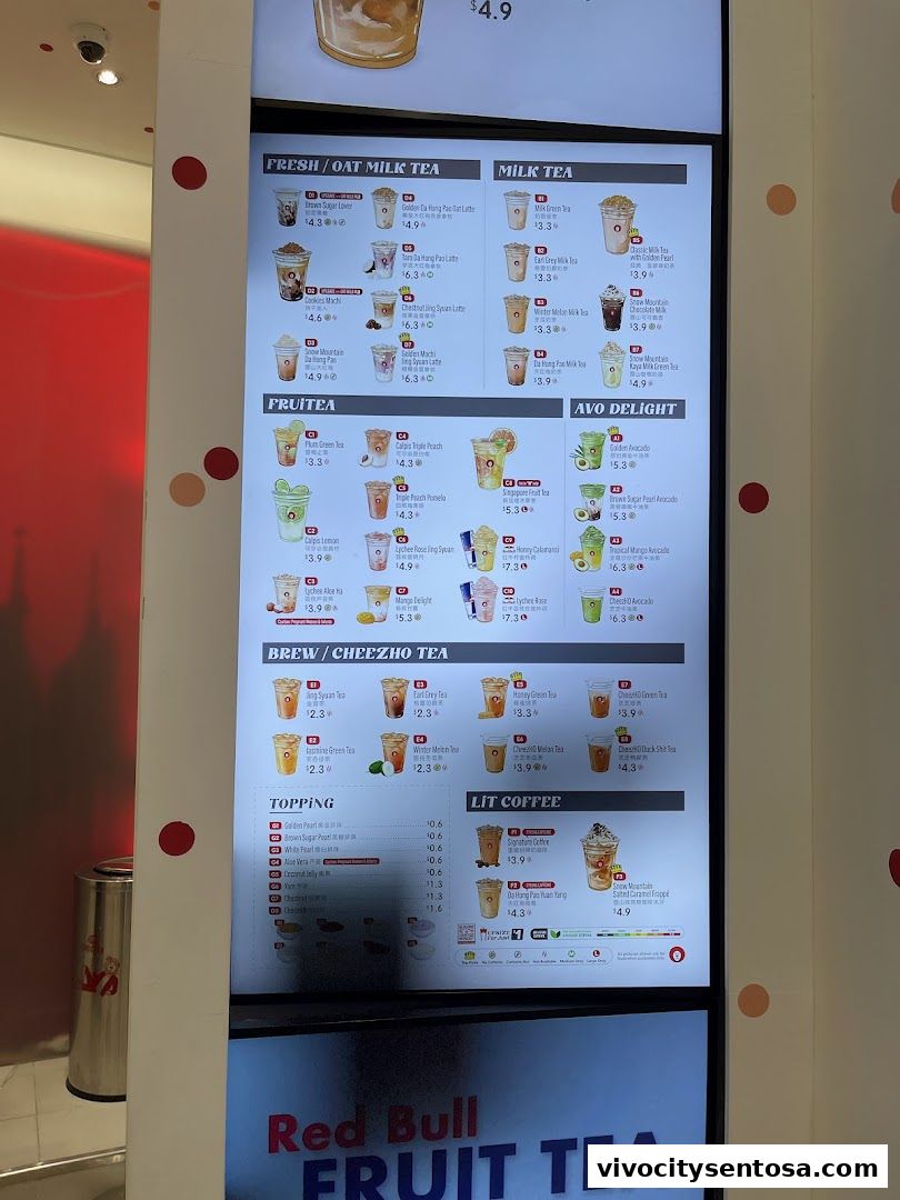 Menu page for LiHO TEA  Vivocity