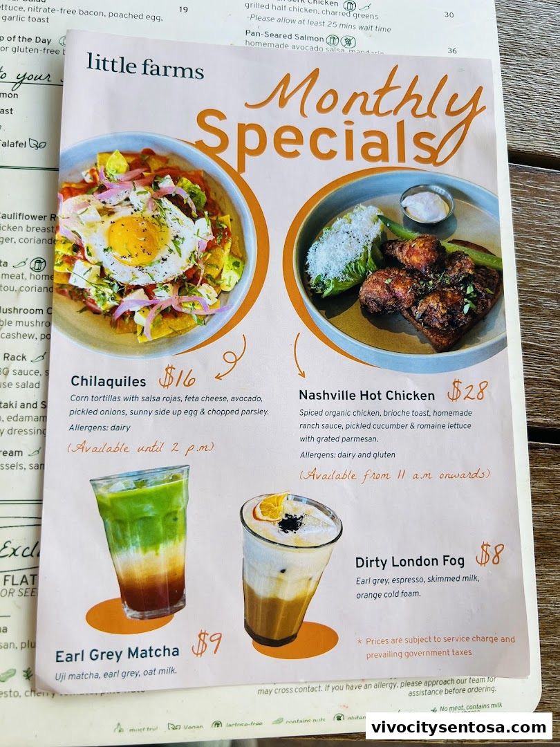 Menu page for Little Farms Table, Sentosa Restaurant