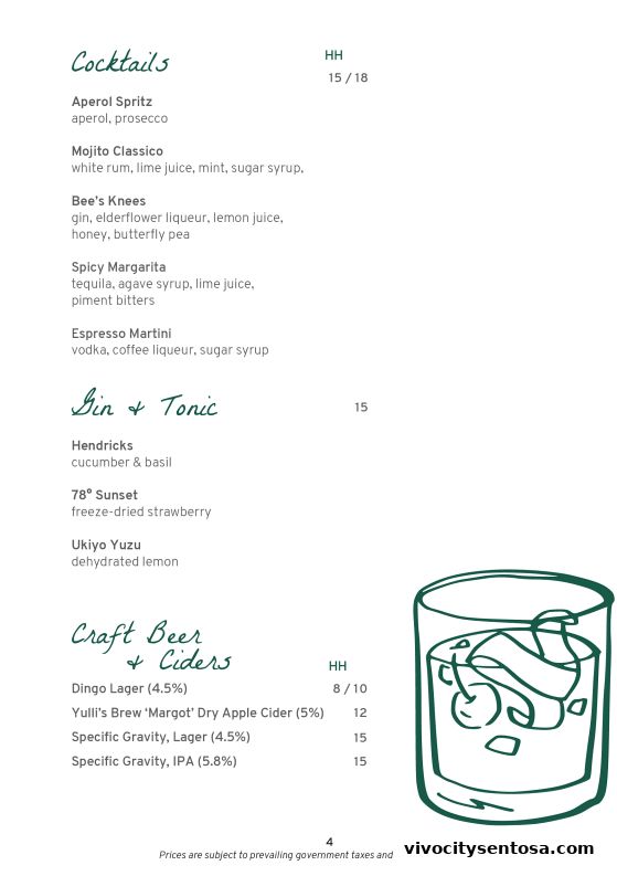Menu page for Little Farms Table, Sentosa Restaurant