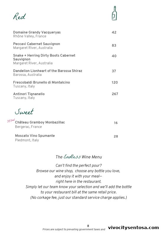 Menu page for Little Farms Table, Sentosa Restaurant