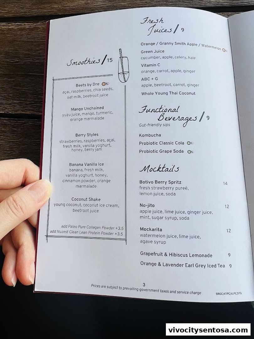 Menu page for Little Farms Table, Sentosa Restaurant