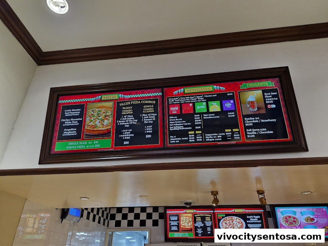 Menu page for Louis NY Pizza Parlor