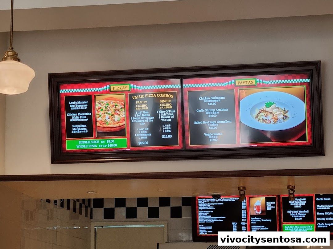 Menu page for Louis NY Pizza Parlor