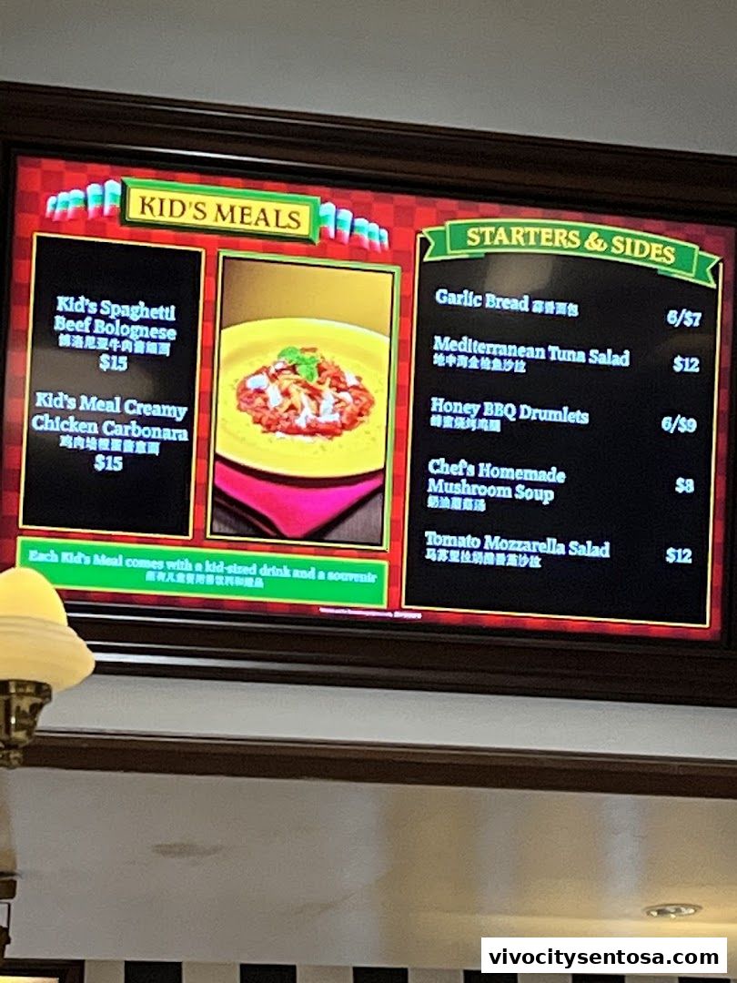Menu page for Louis NY Pizza Parlor