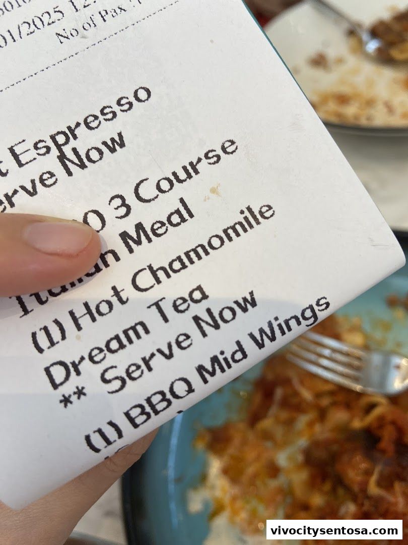 Menu page for Mamma Mia Trattoria E Caffè VivoCity