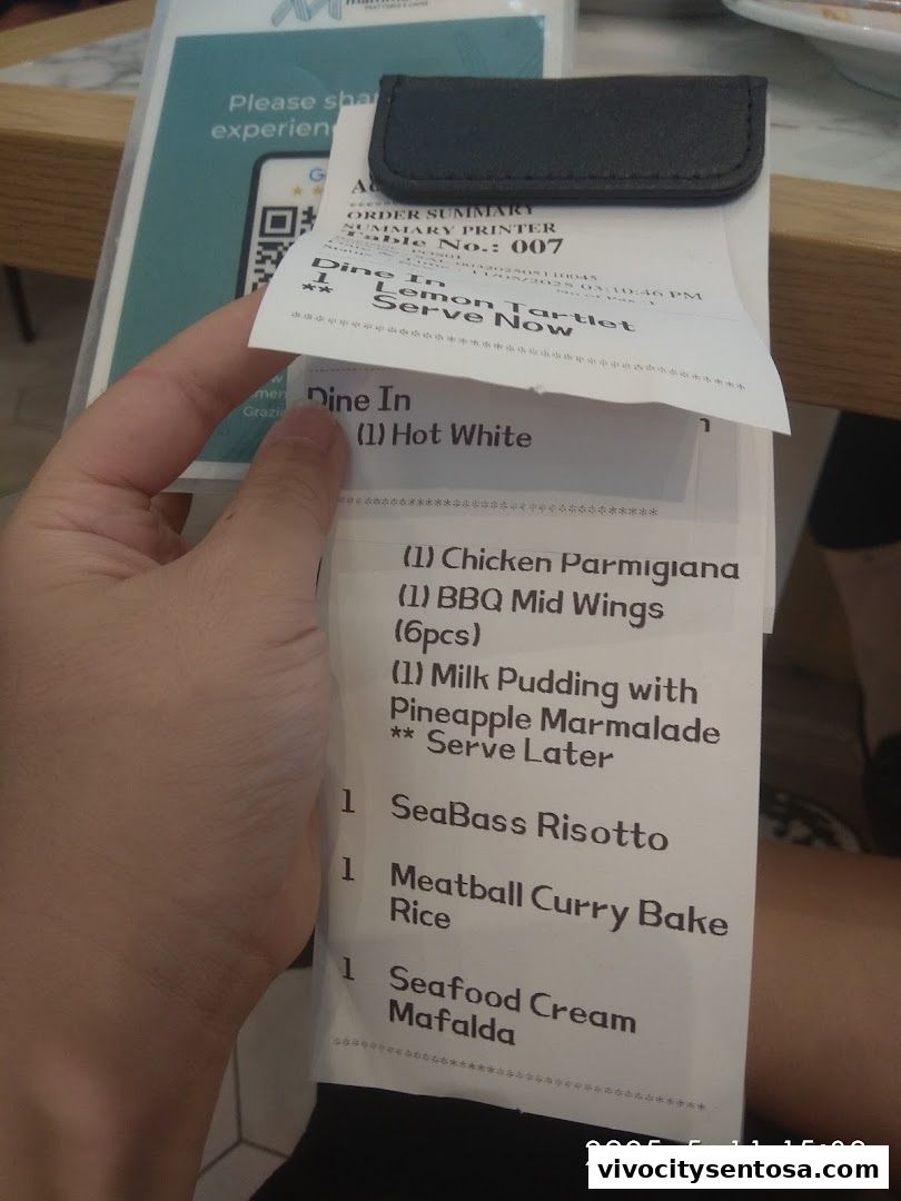 Menu page for Mamma Mia Trattoria E Caffè VivoCity