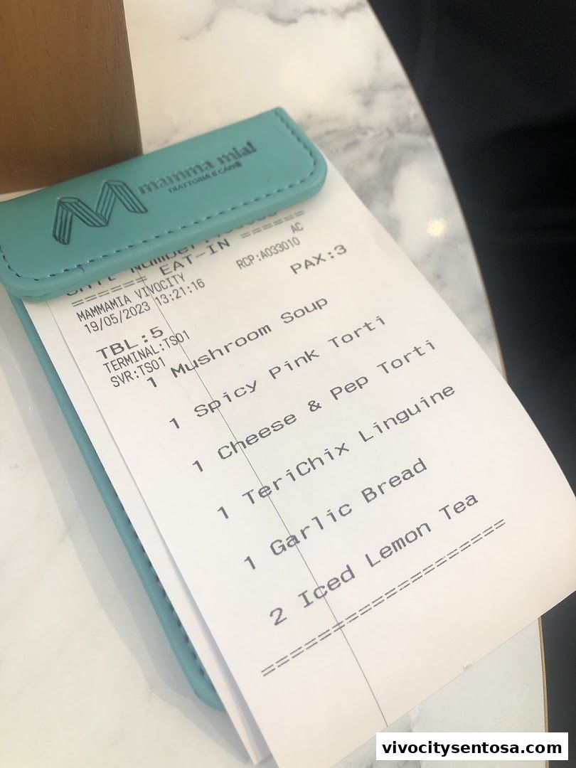 Menu page for Mamma Mia Trattoria E Caffè VivoCity
