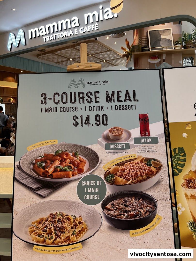 Menu page for Mamma Mia Trattoria E Caffè VivoCity