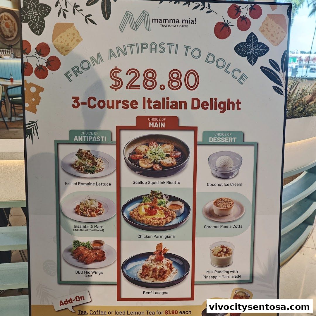 Menu page for Mamma Mia Trattoria E Caffè VivoCity