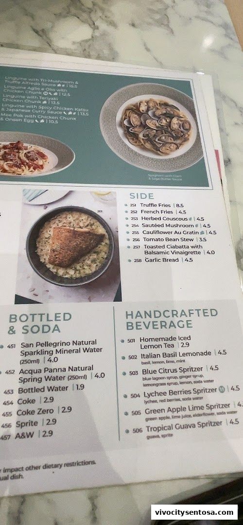 Menu page for Mamma Mia Trattoria E Caffè VivoCity
