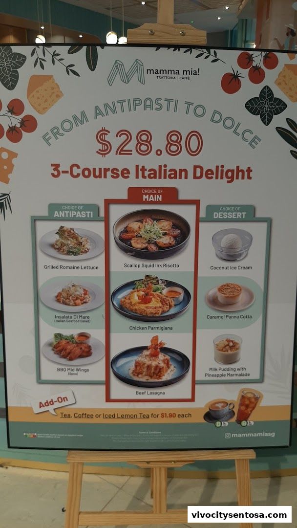 Menu page for Mamma Mia Trattoria E Caffè VivoCity