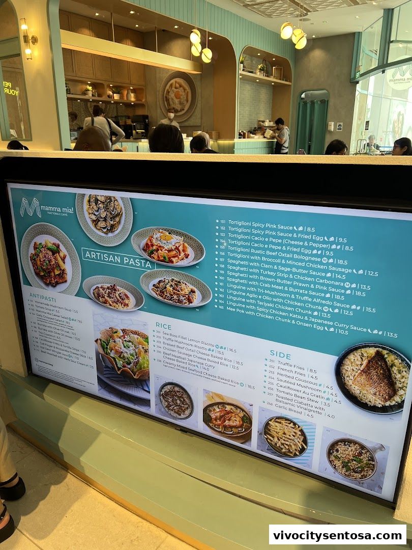 Menu page for Mamma Mia Trattoria E Caffè VivoCity