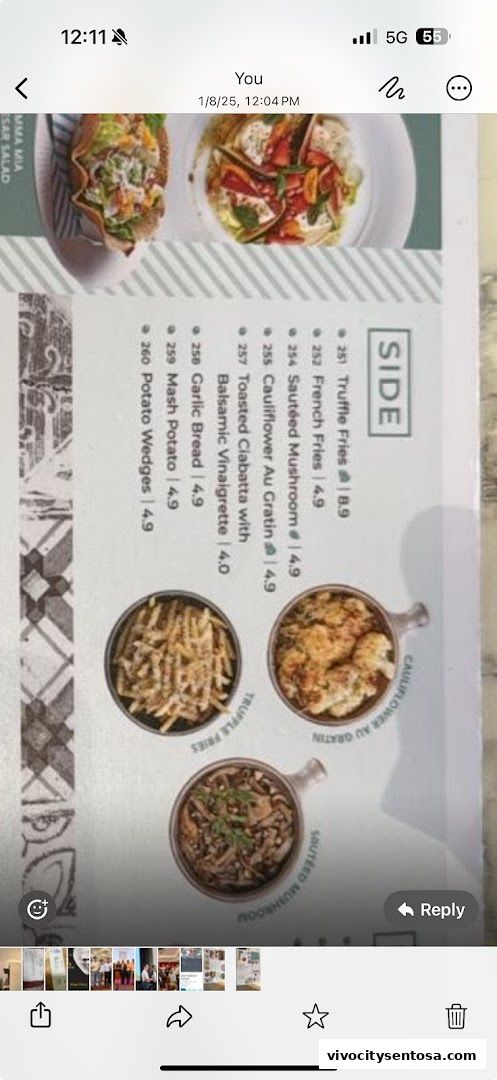 Menu page for Mamma Mia Trattoria E Caffè VivoCity