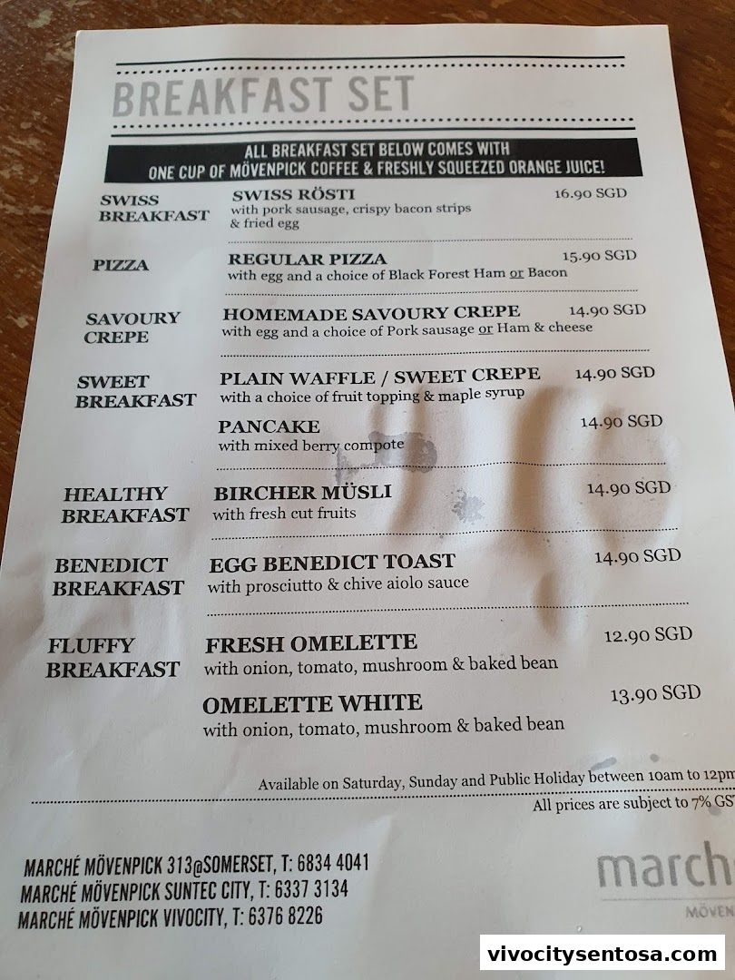 Menu page for Marché VivoCity