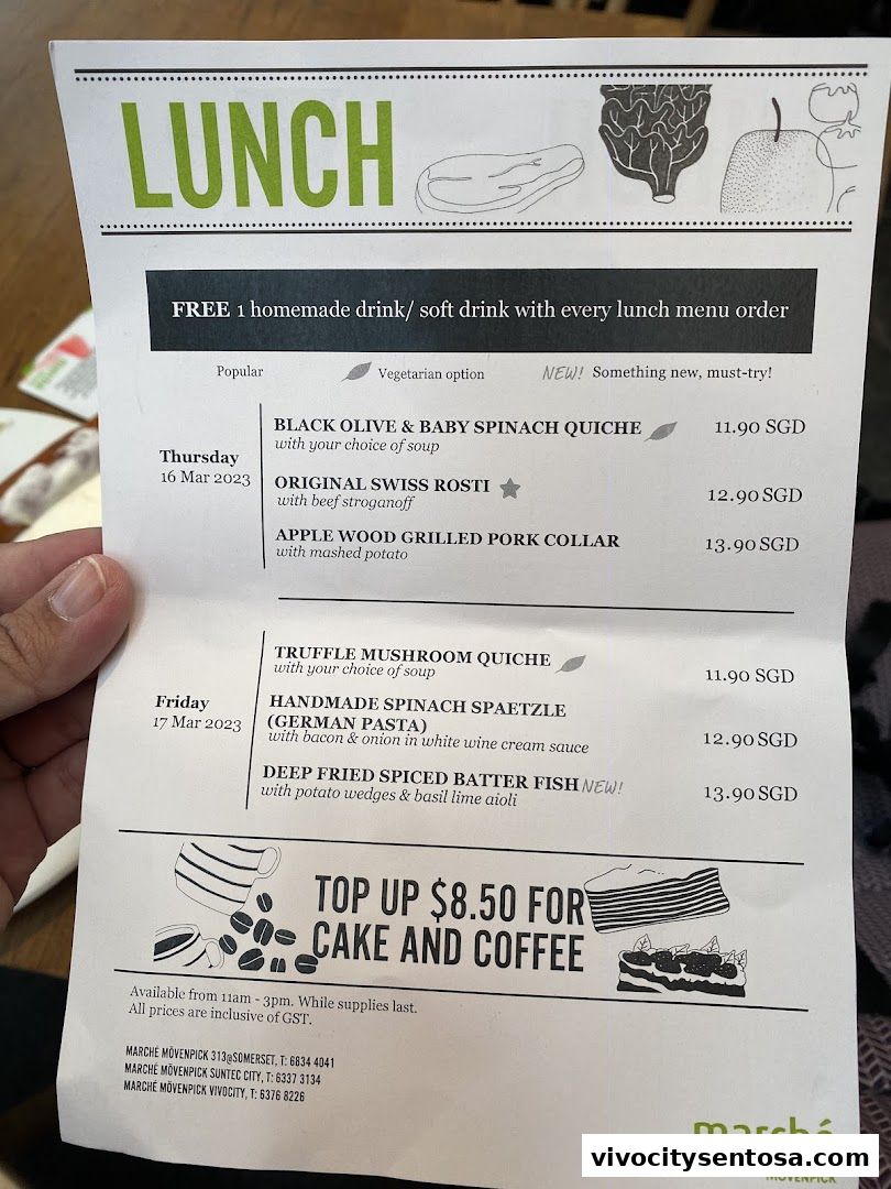 Menu page for Marché VivoCity