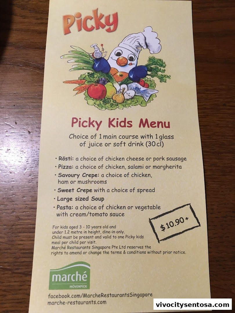 Menu page for Marché VivoCity