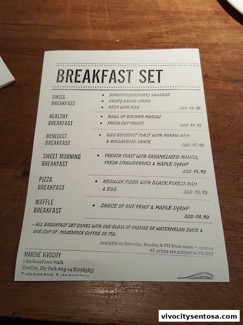 Menu page for Marché VivoCity