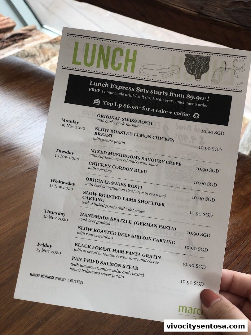 Menu page for Marché VivoCity
