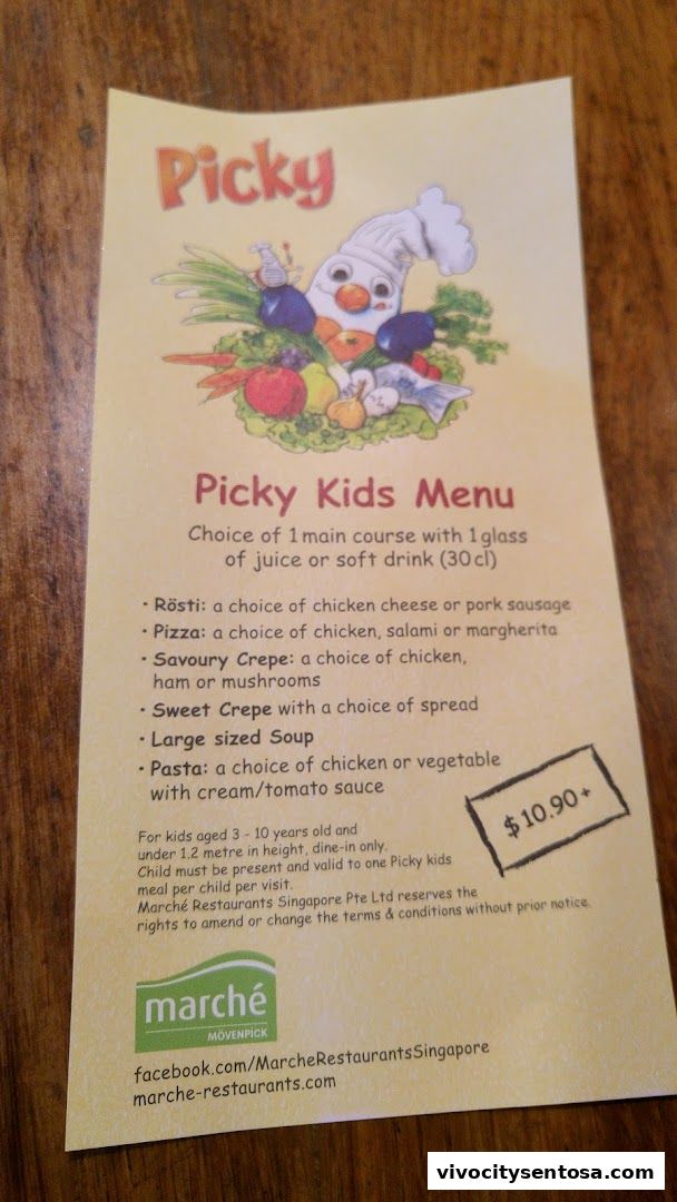 Menu page for Marché VivoCity