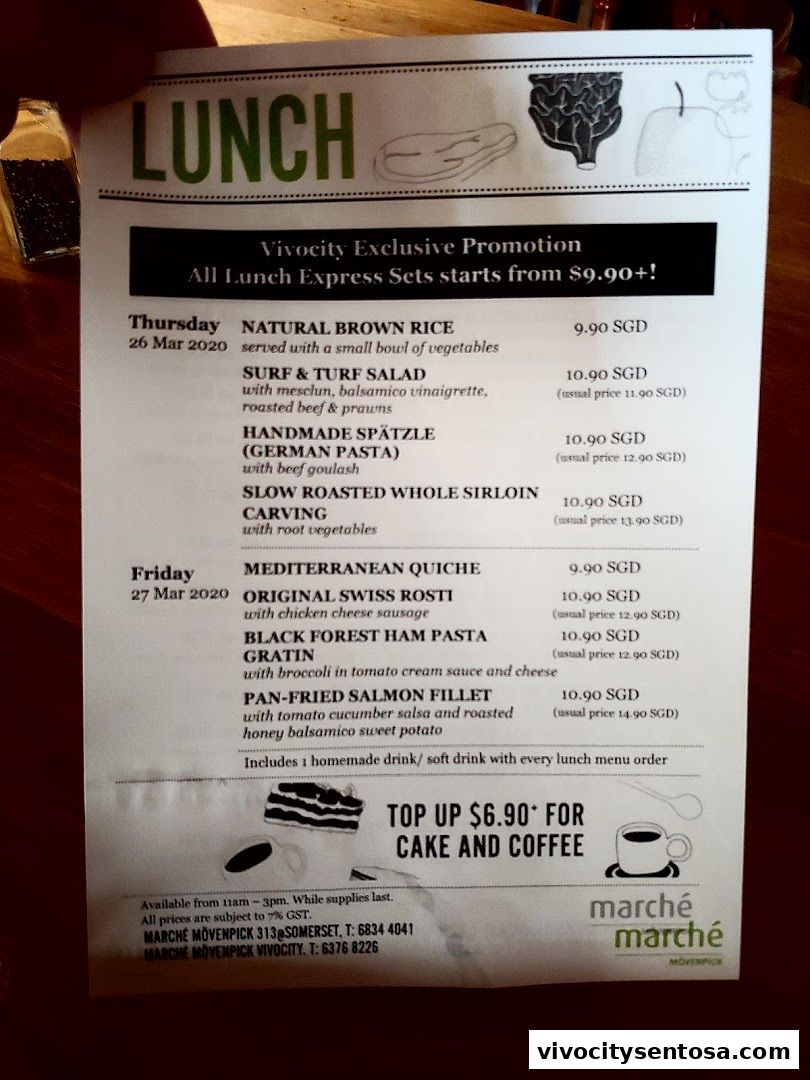 Menu page for Marché VivoCity