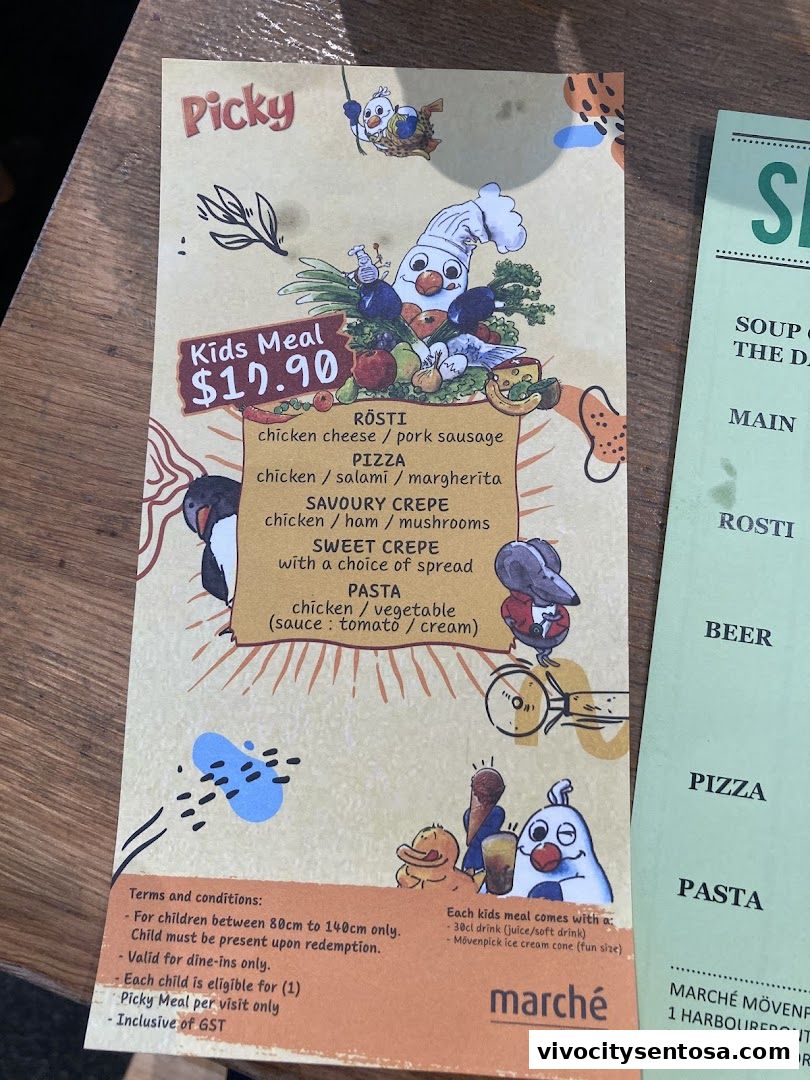 Menu page for Marché VivoCity