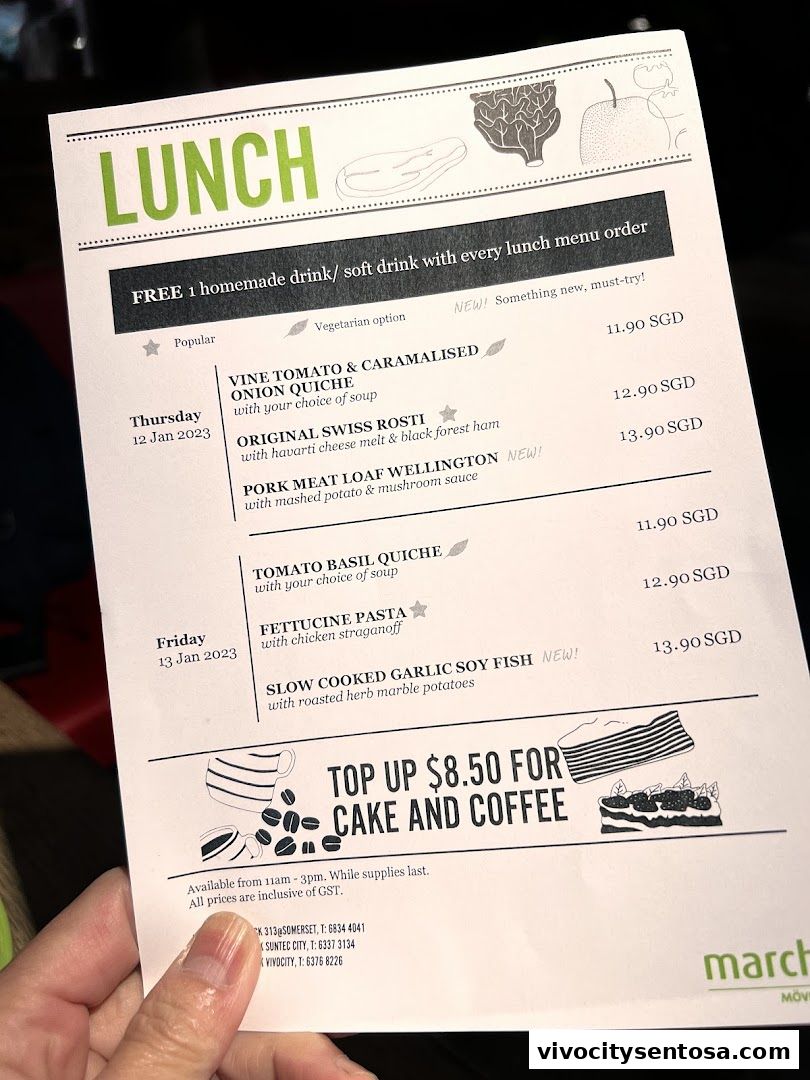 Menu page for Marché VivoCity
