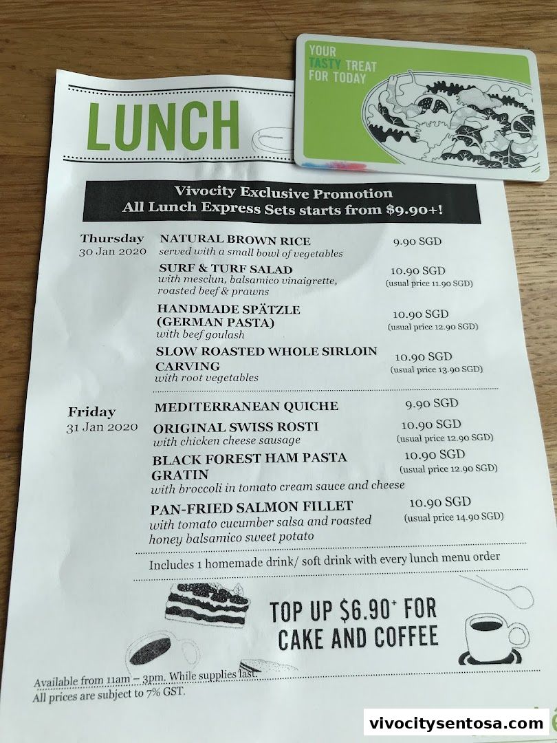 Menu page for Marché VivoCity