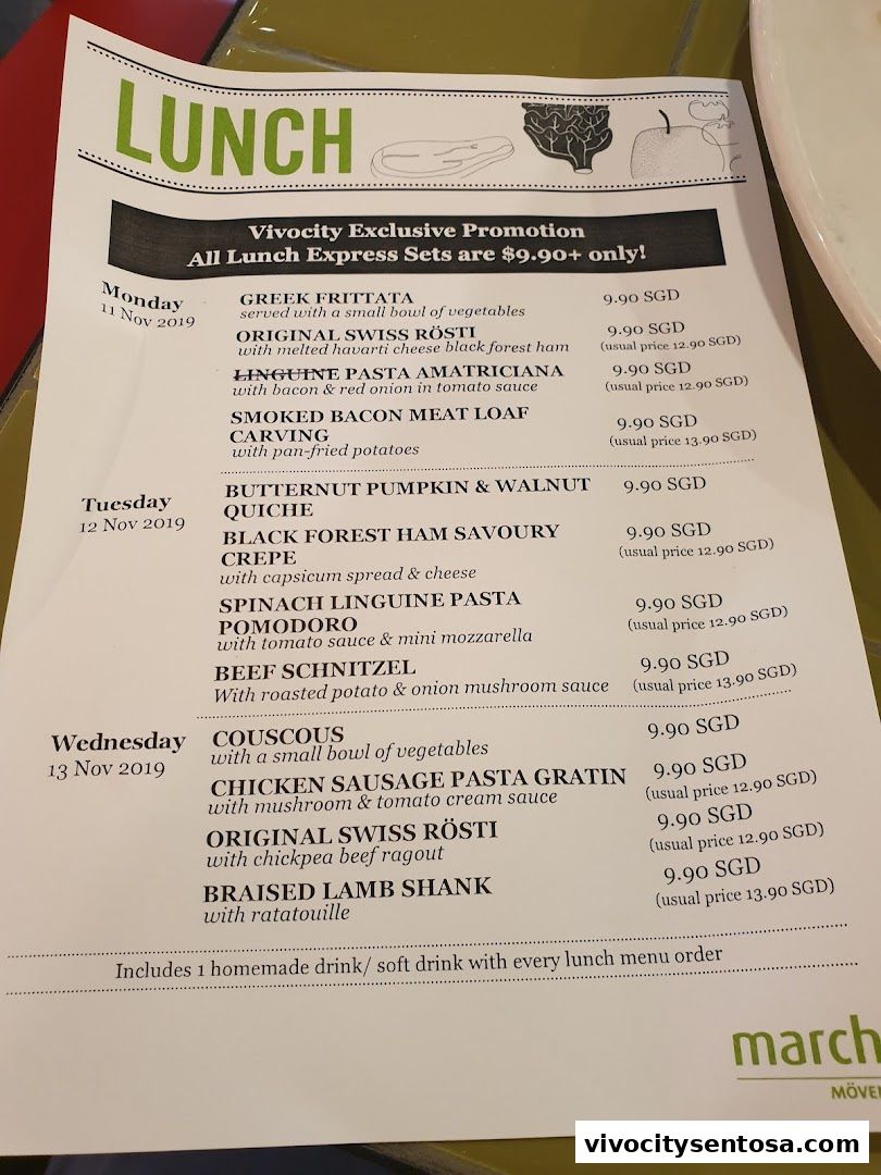 Menu page for Marché VivoCity