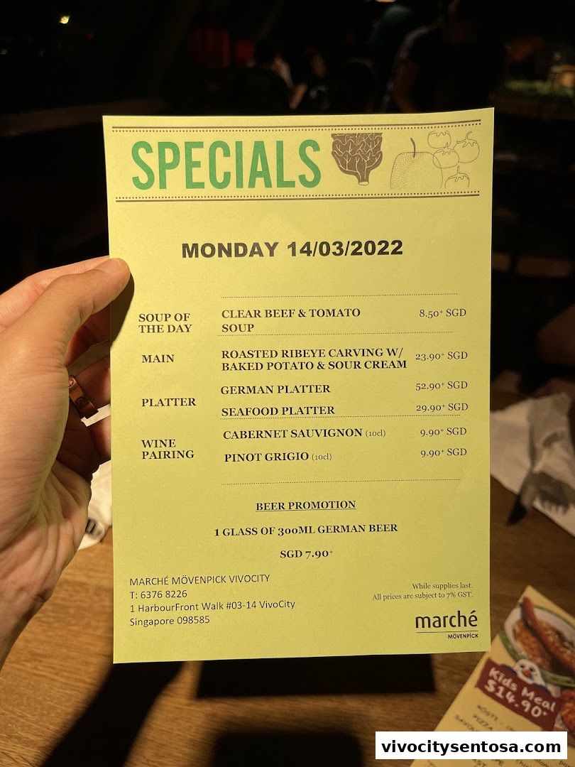 Menu page for Marché VivoCity