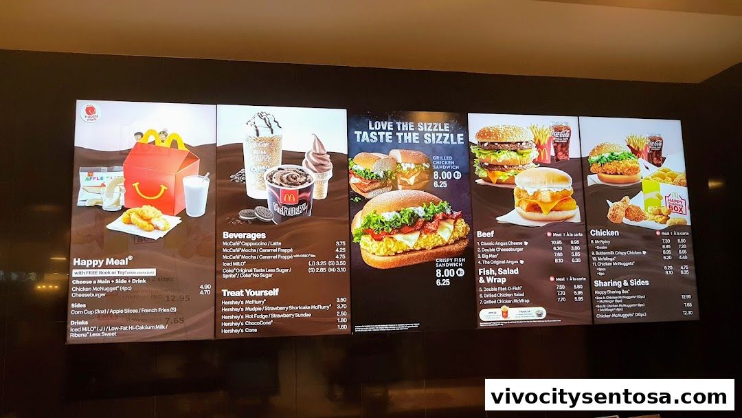 Menu page for McDonalds Vivocity